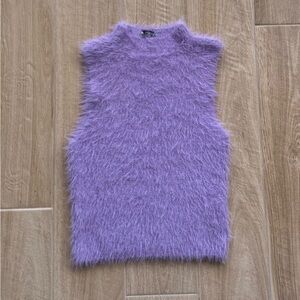Zara Fuzzy High Neck Knit Tank, Size L (fits S-L)